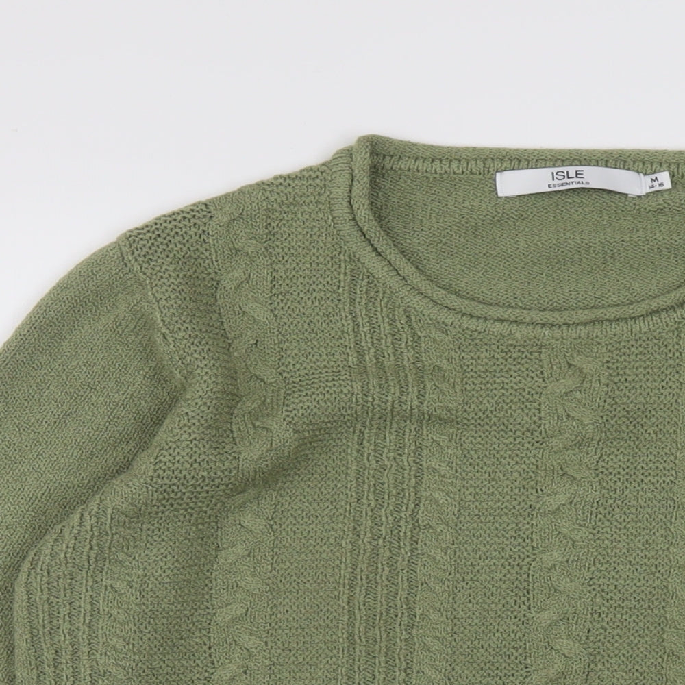 EWM Womens Green Crew Neck Acrylic Pullover Jumper Size 14