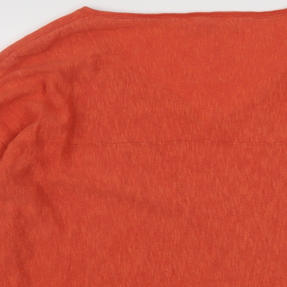 White Stuff Womens Orange V-Neck Cotton Pullover Jumper Size 14