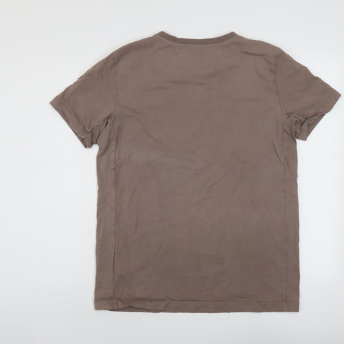 adidas Mens Brown Cotton T-Shirt Size S Crew Neck