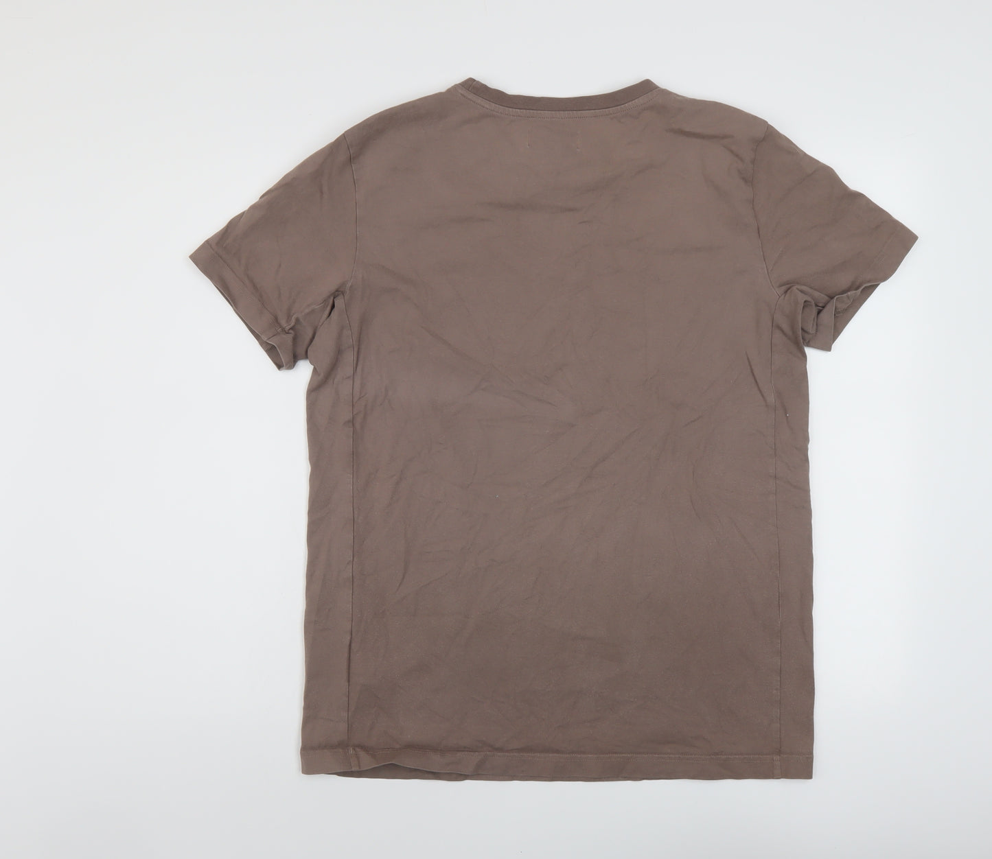 adidas Mens Brown Cotton T-Shirt Size S Crew Neck