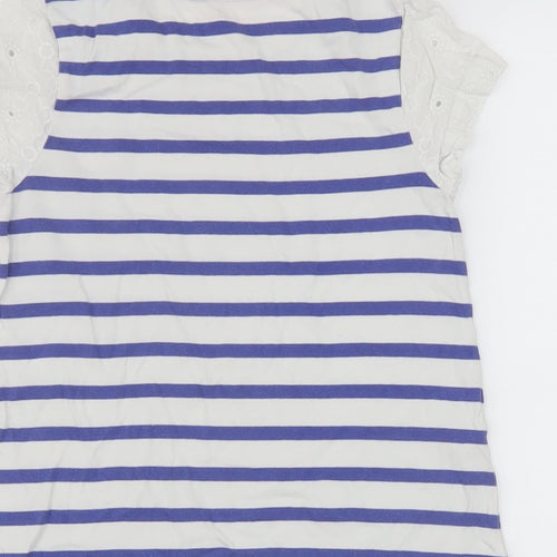 Boden Girls Blue Striped Cotton A-Line Size 7-8 Years Crew Neck Pullover