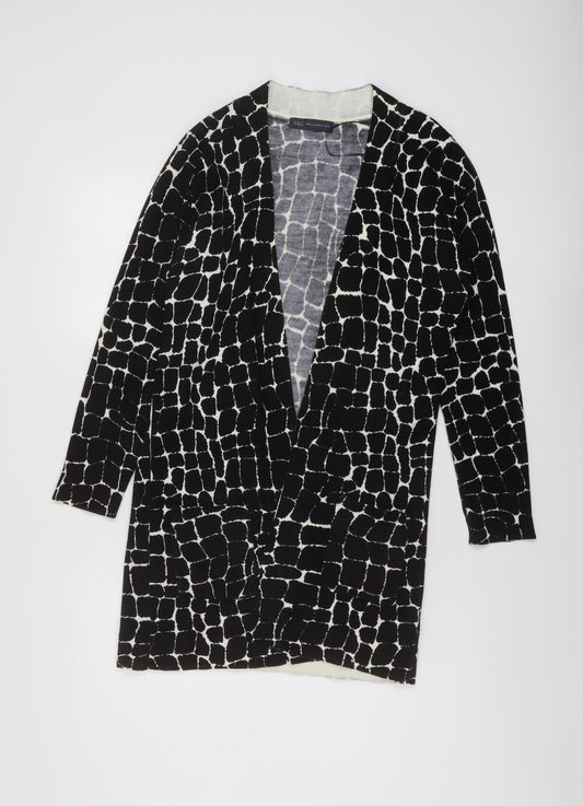 Marks and Spencer Womens Black V-Neck Geometric Acrylic Cardigan Jumper Size M