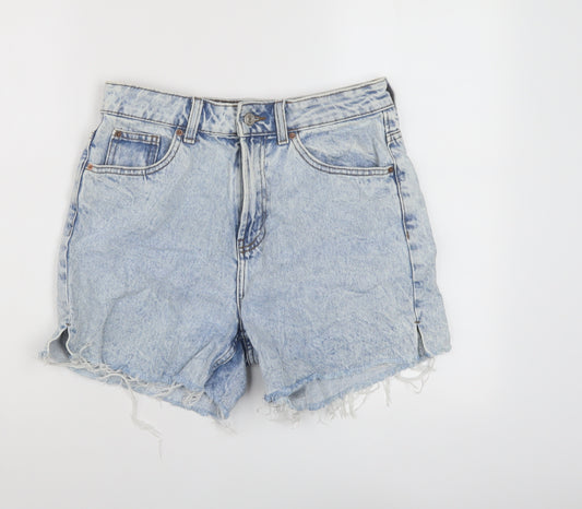 Denim & Co. Womens Blue Cotton Mom Shorts Size 10 L5 in Regular Button