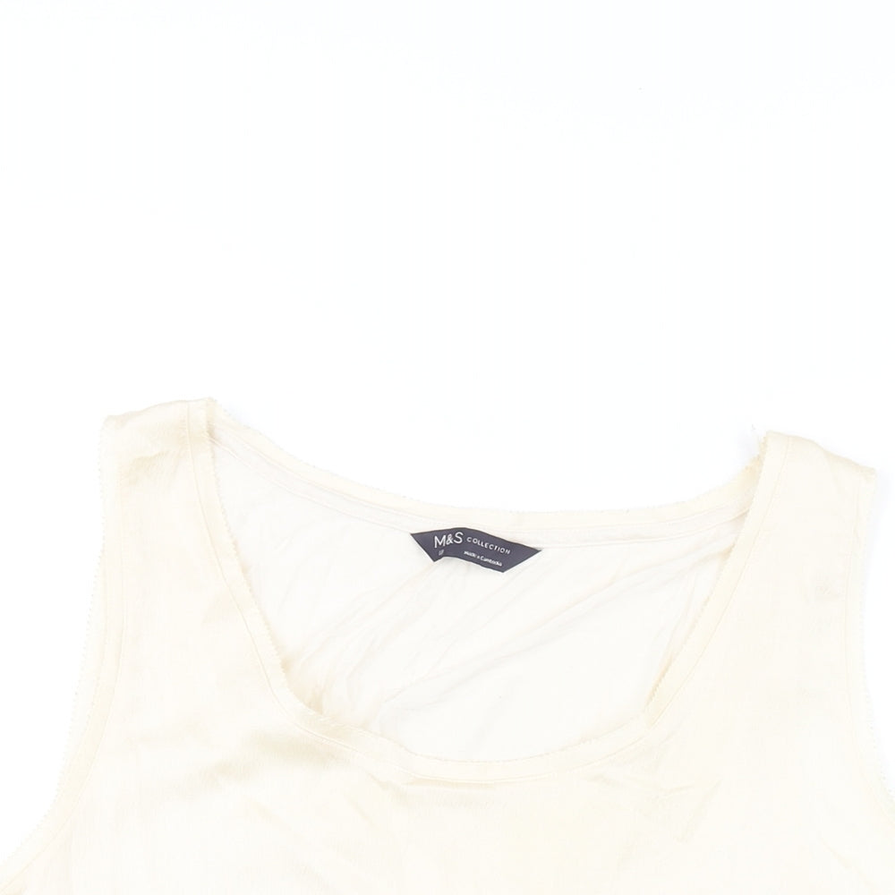 Marks and Spencer Womens Ivory Polyester Camisole Blouse Size 18 Scoop Neck