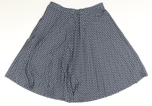 Marks and Spencer Womens Blue Geometric Polyester Flare Skirt Size 20