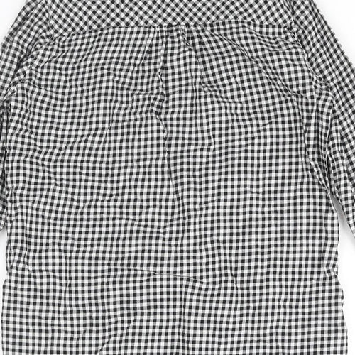 H&M Girls Black Gingham Cotton Shirt Dress Size 10 Years Collared Button