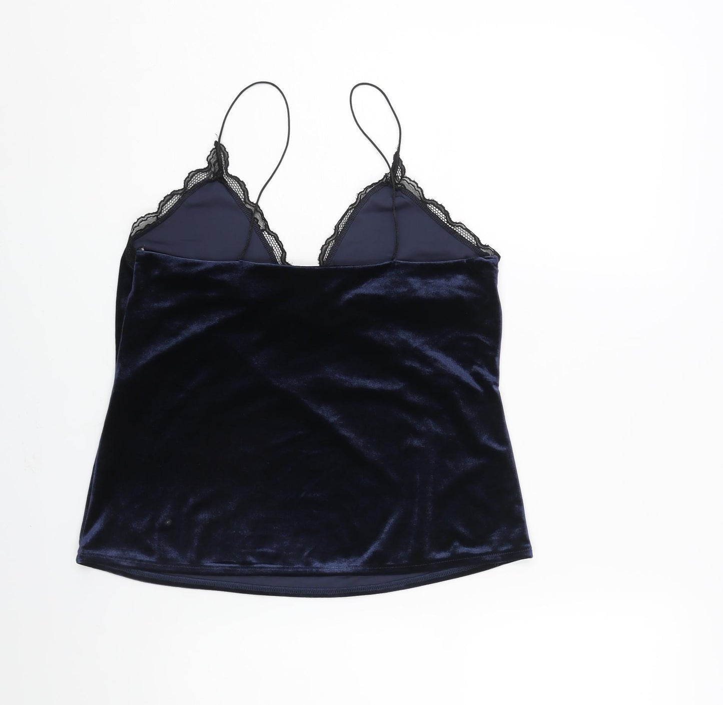 Zara Womens Blue Polyester Camisole Blouse Size M V-Neck - Lace Trim