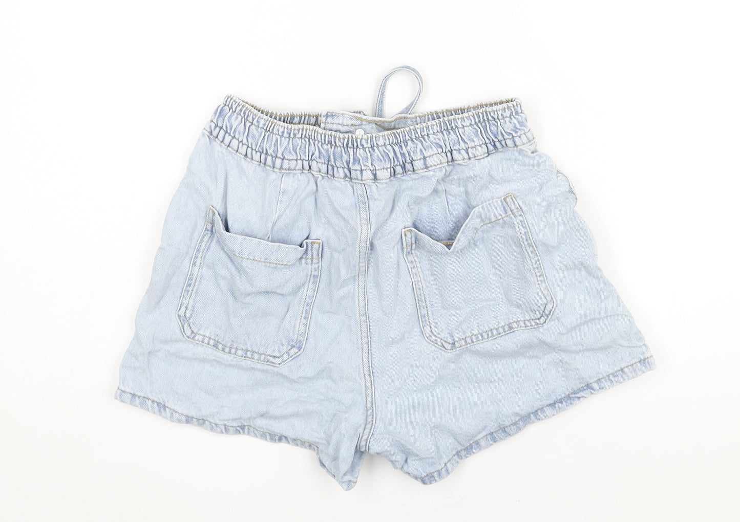 Denim & Co. Womens Blue Cotton Basic Shorts Size S L3 in Regular Drawstring