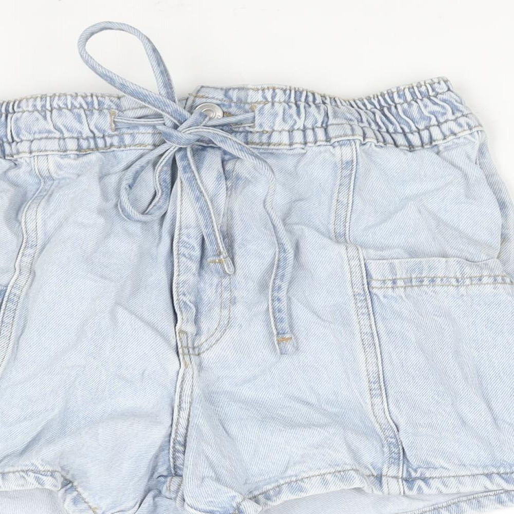 Denim & Co. Womens Blue Cotton Basic Shorts Size S L3 in Regular Drawstring