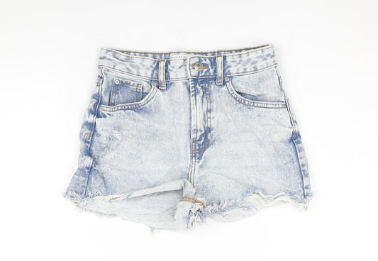 Denim & Co. Womens Blue Cotton Cut-Off Shorts Size 6 L3 in Regular Zip - Distressed