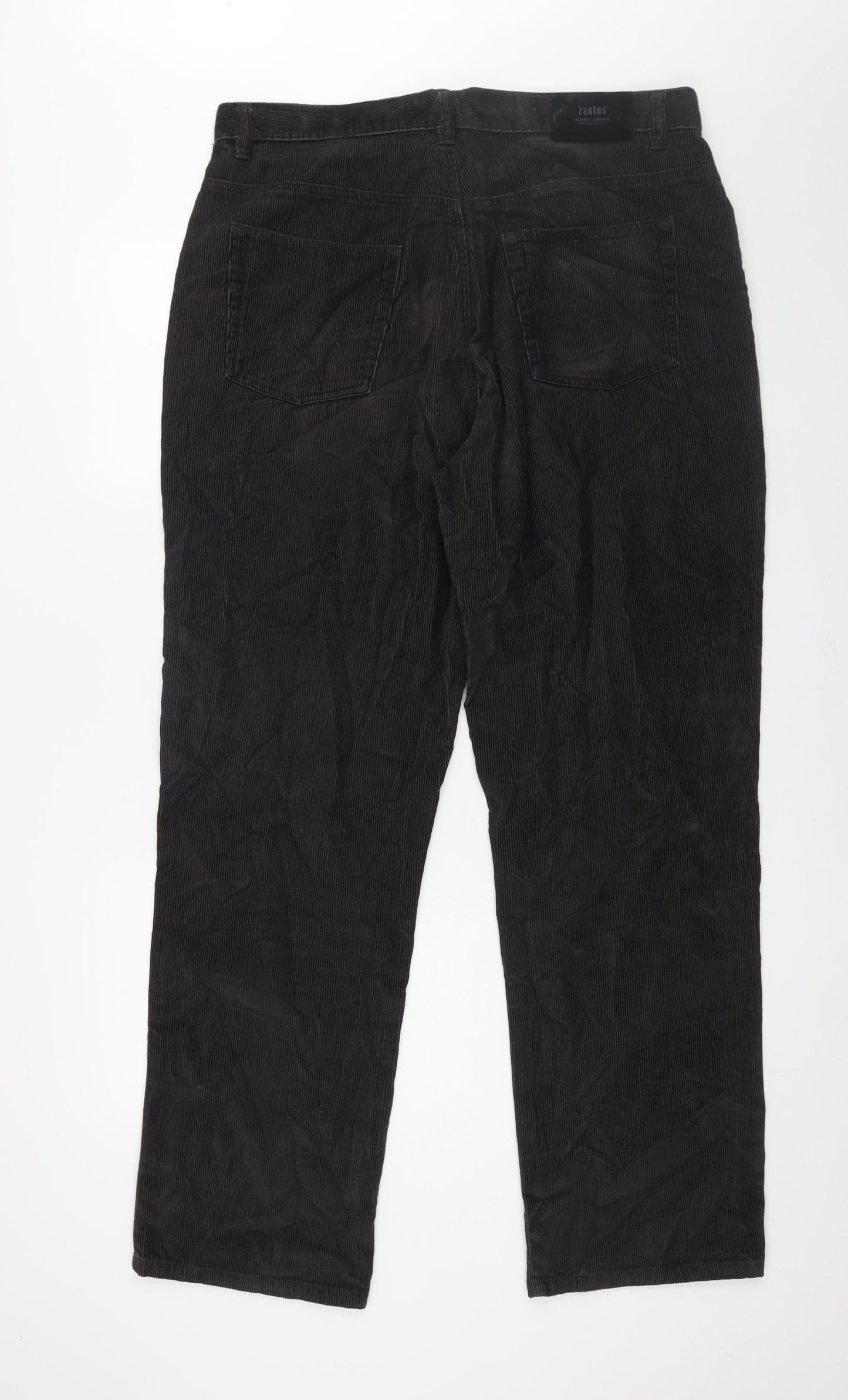 Zantos Mens Black Cotton Trousers Size 38 in L32 in Regular Zip