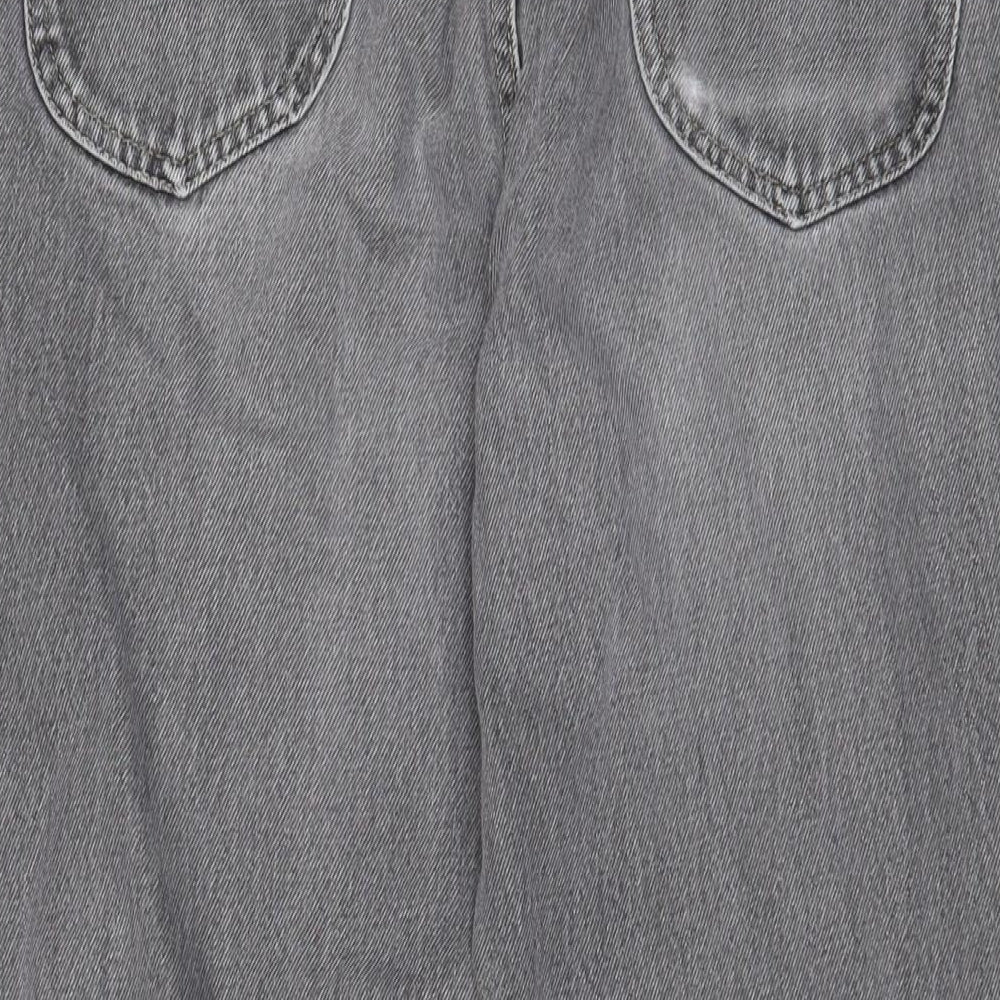 Lee Mens Grey Cotton Straight Jeans Size 36 in L26 in Regular Zip