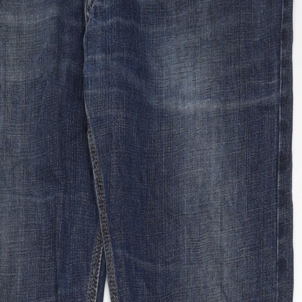 Marks and Spencer Mens Blue Cotton Bootcut Jeans Size 36 in L33 in Regular Zip - Long Leg, Pockets