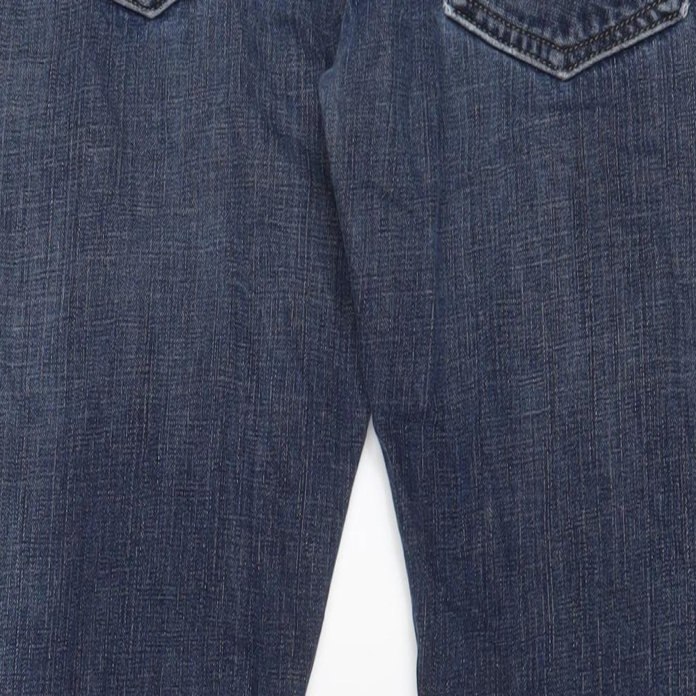 Marks and Spencer Mens Blue Cotton Bootcut Jeans Size 36 in L33 in Regular Zip - Long Leg, Pockets