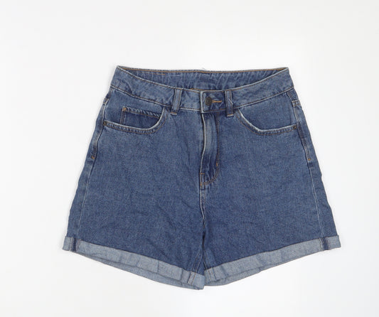 VERO MODA Womens Blue Cotton Basic Shorts Size S L4 in Regular Zip