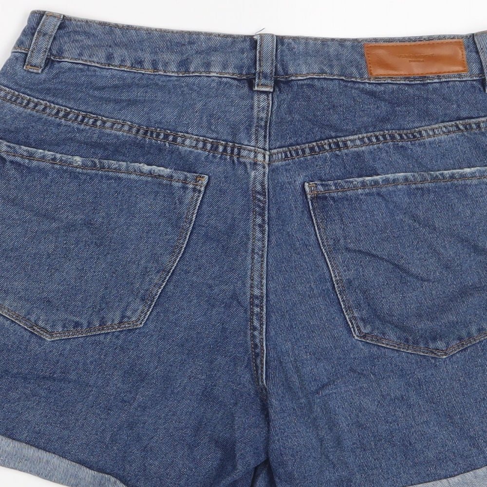 VERO MODA Womens Blue Cotton Basic Shorts Size S L4 in Regular Zip