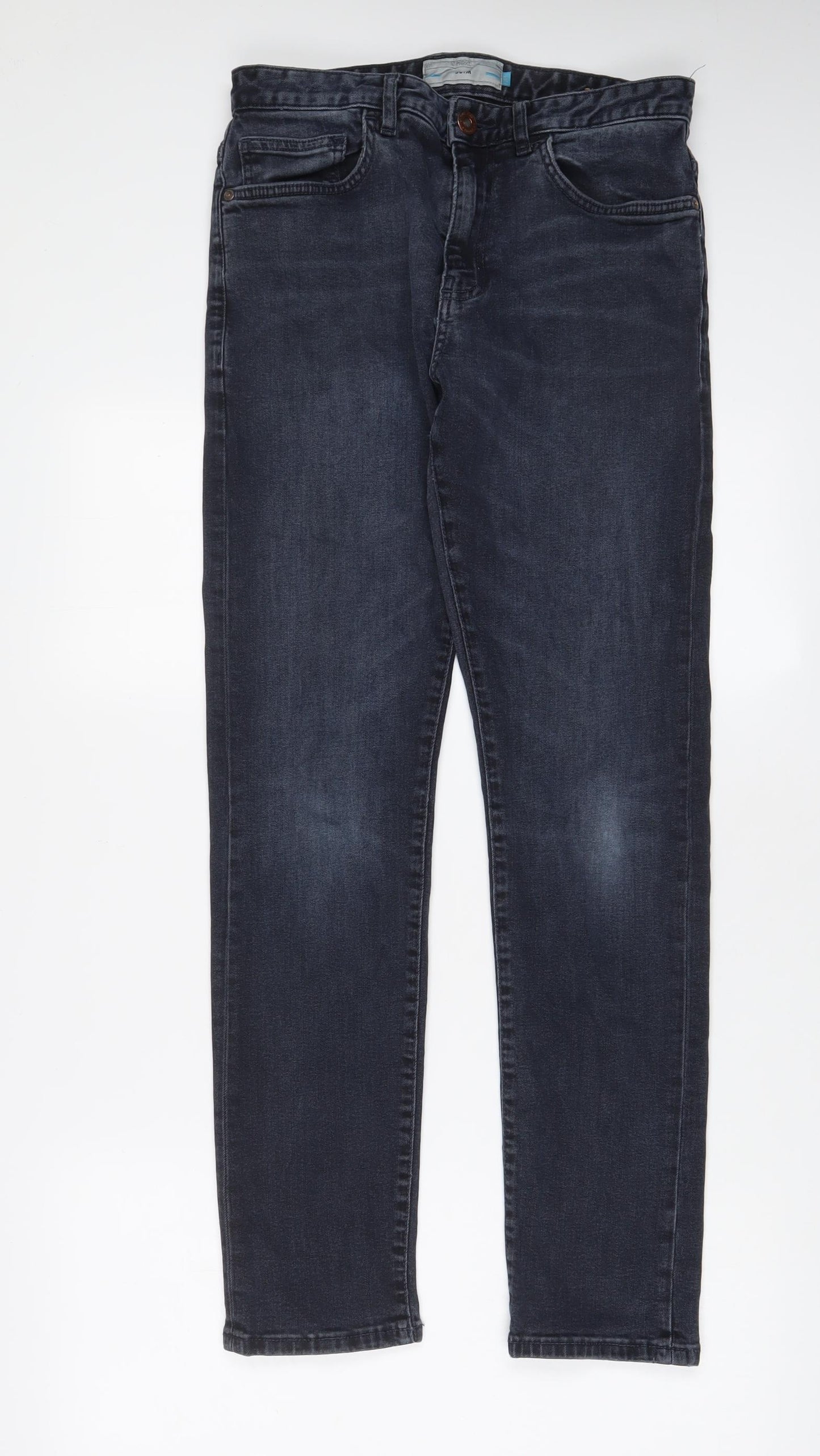 NEXT Mens Blue Cotton Straight Jeans Size 30 in L31 in Slim Zip