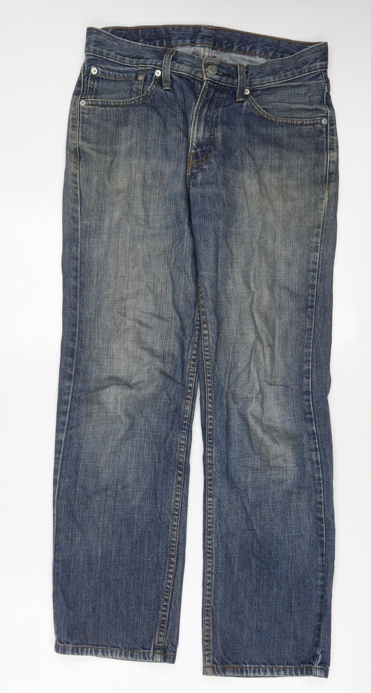 Levi's Mens Blue Cotton Straight Jeans Size 30 in L30 in Regular Zip