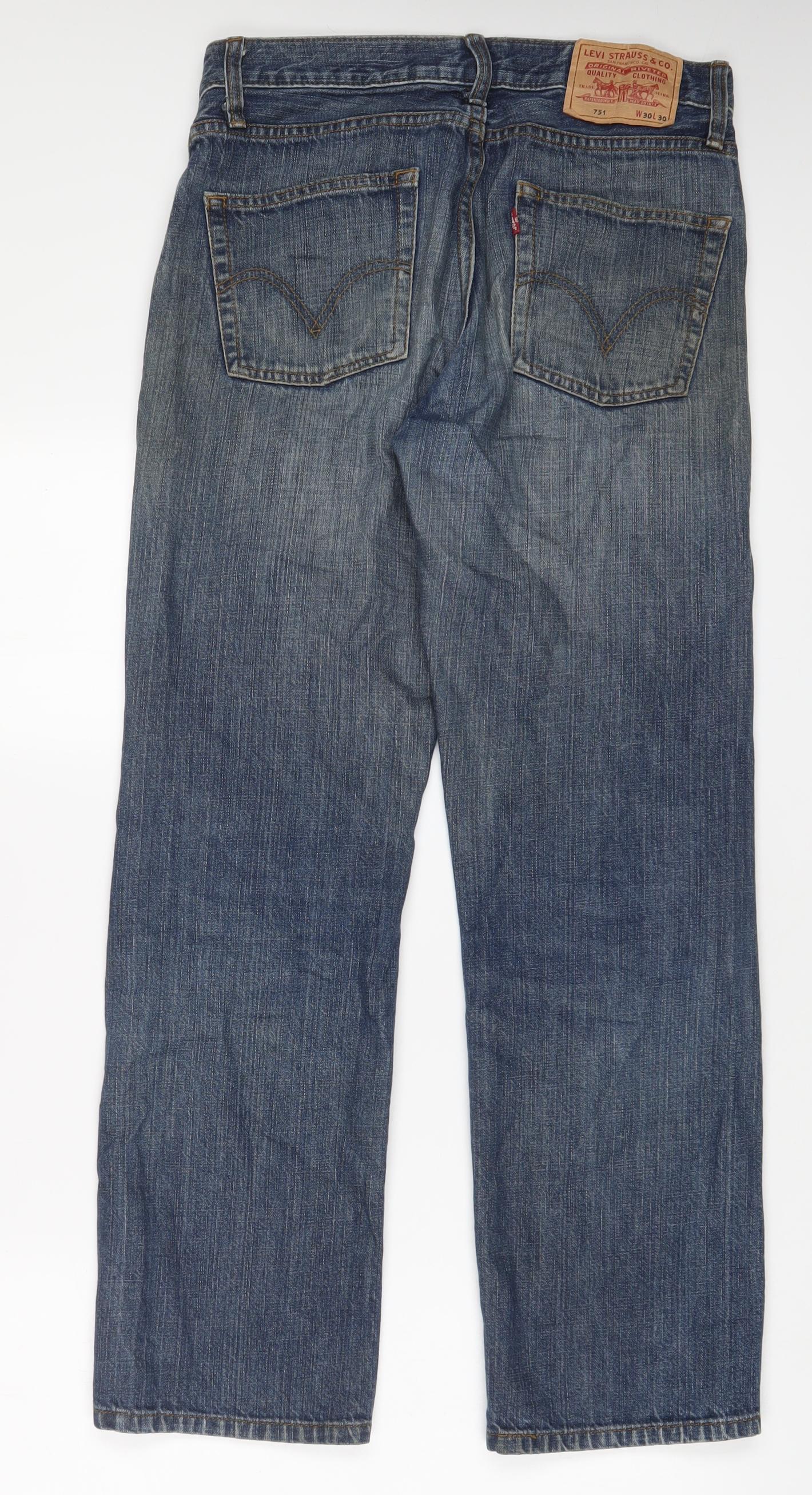 Levi's Mens Blue Cotton Straight Jeans Size 30 in L30 in Regular Zip