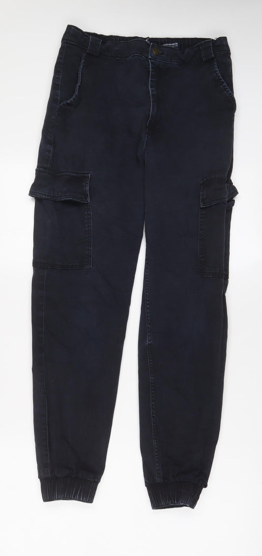 Hollister Womens Blue Cotton Cargo Trousers Size M L28 in Regular Zip