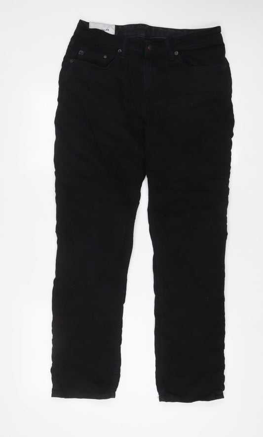 H&M Mens Black Cotton Straight Jeans Size 32 in L32 in Regular Zip