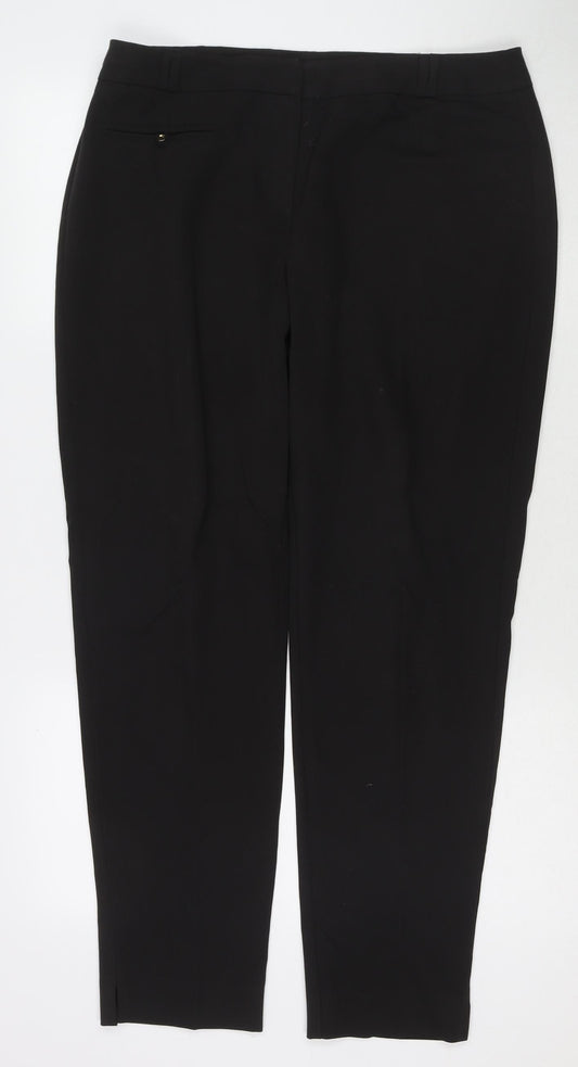 Select Womens Black Polyester Trousers Size 14 L28 in Regular Zip