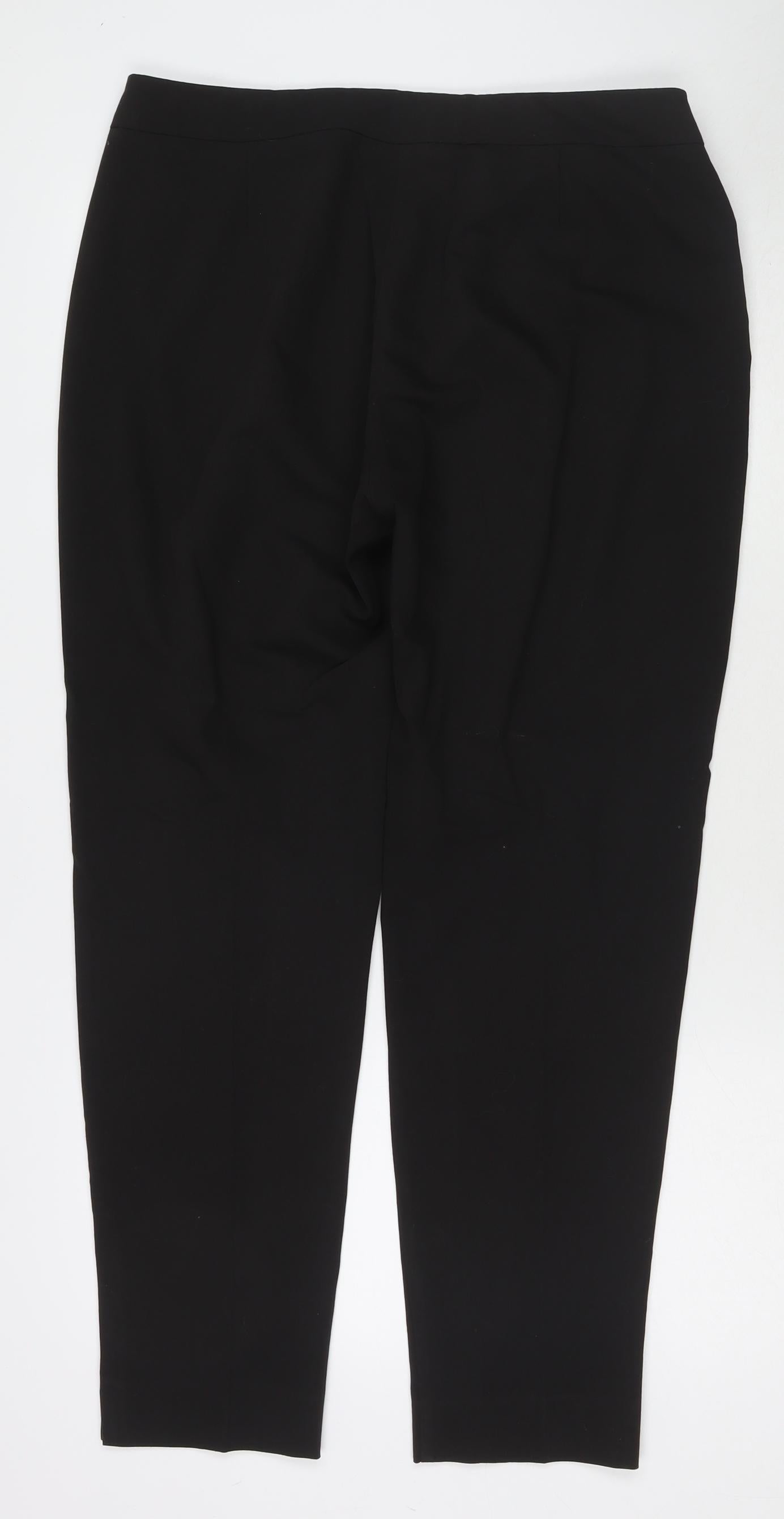 Select Womens Black Polyester Trousers Size 14 L28 in Regular Zip