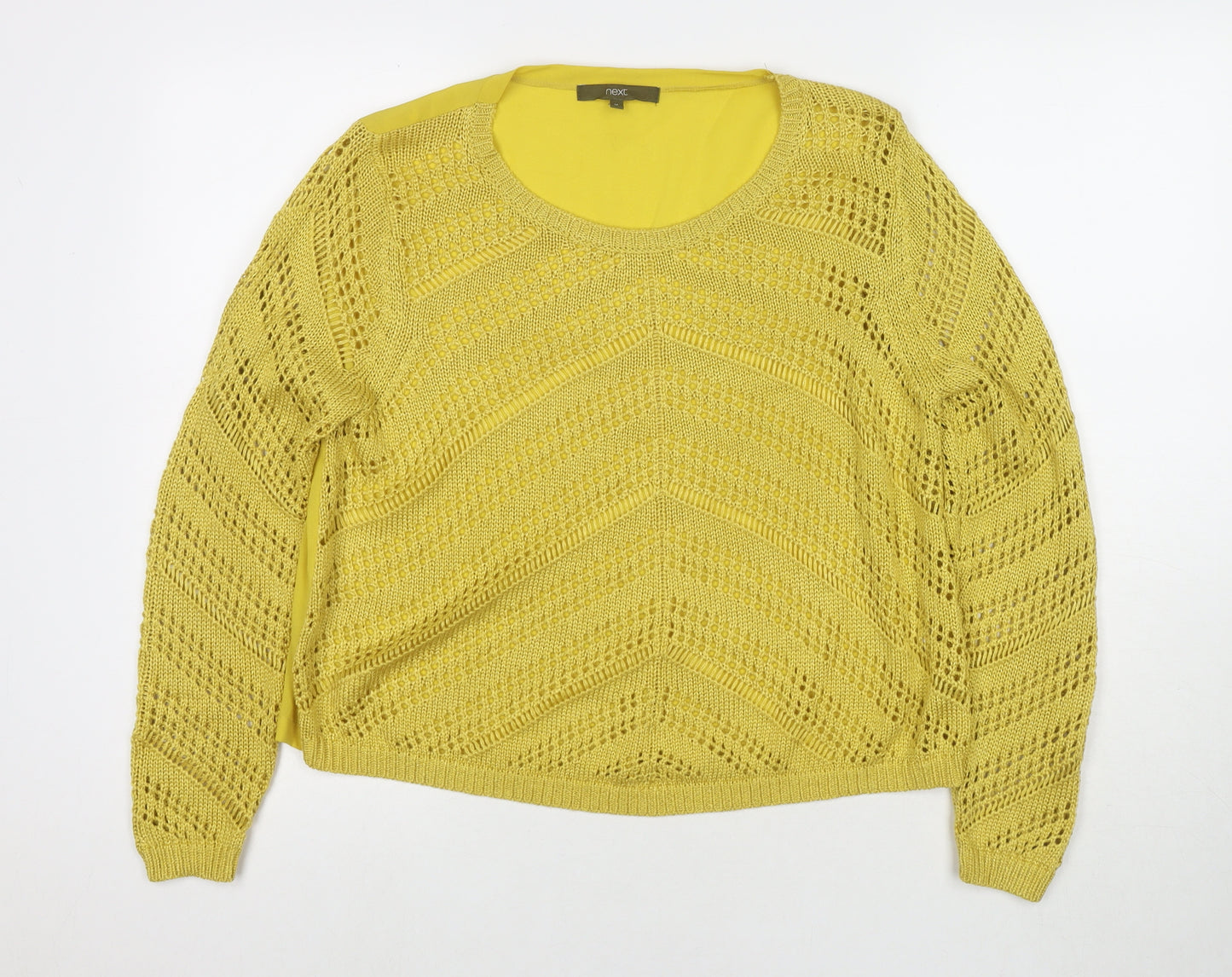 NEXT Womens Yellow Round Neck Polyester Pullover Jumper Size 16