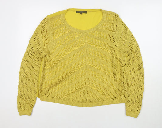 NEXT Womens Yellow Round Neck Polyester Pullover Jumper Size 16