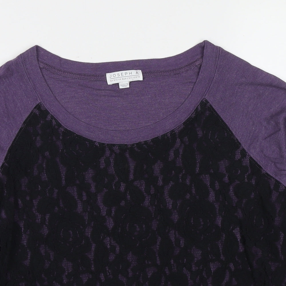 Joseph A Womens Purple Round Neck Viscose Pullover Jumper Size 14