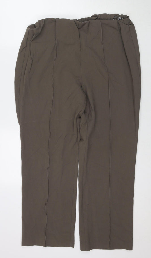 Bonmarché Womens Brown Polyester Trousers Size 18 L27 in Regular