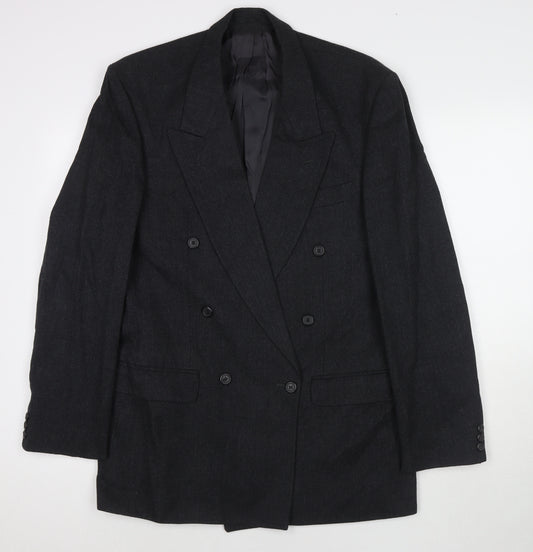 Pinstripe Mens Black Wool Jacket Suit Jacket Size 38 Regular