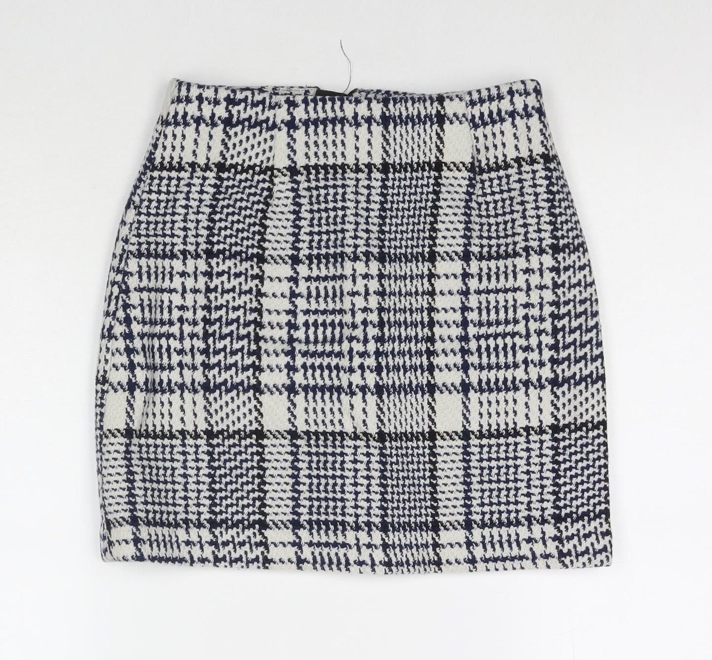 H&M Womens Multicoloured Check Polyester Mini Skirt Size 6 Zip