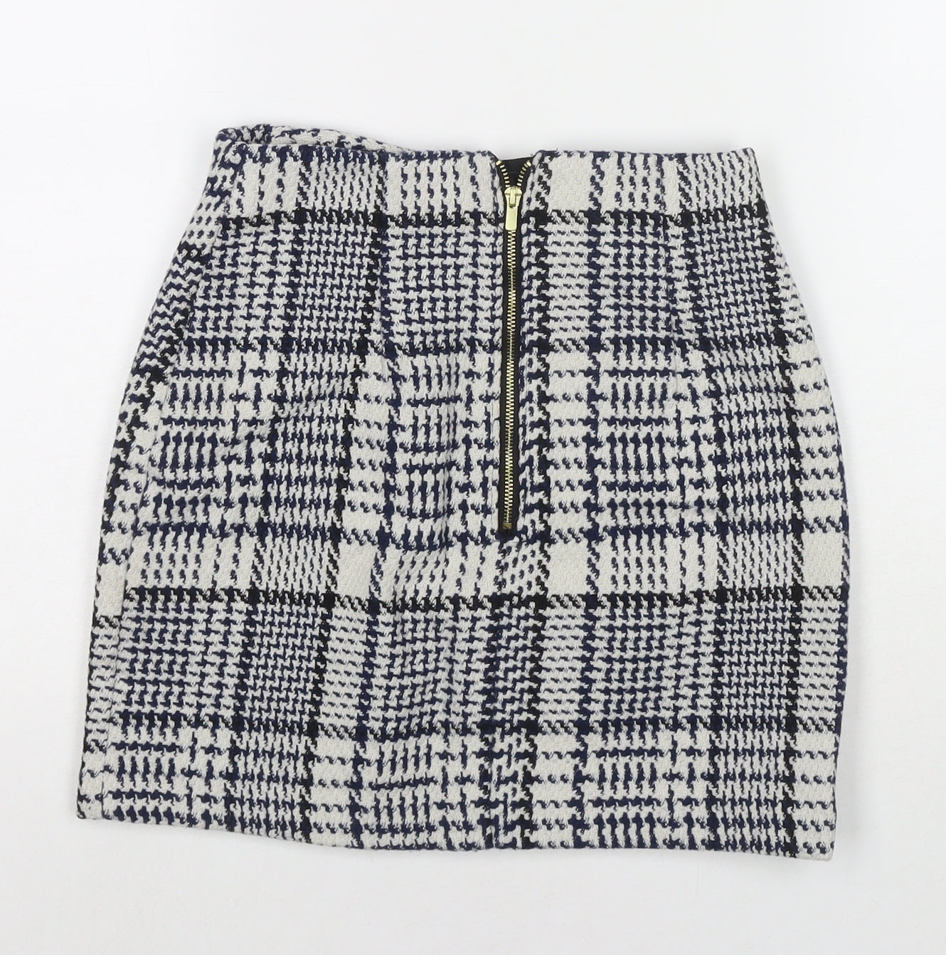 H&M Womens Multicoloured Check Polyester Mini Skirt Size 6 Zip