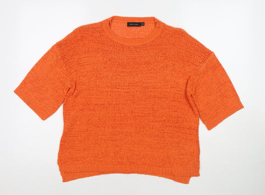 New Look Womens Orange Round Neck Acrylic Pullover Jumper Size 10