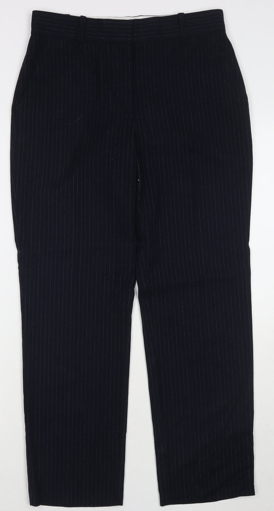 Marks and Spencer Womens Blue Polyester Trousers Size 10 L28 in Regular Zip