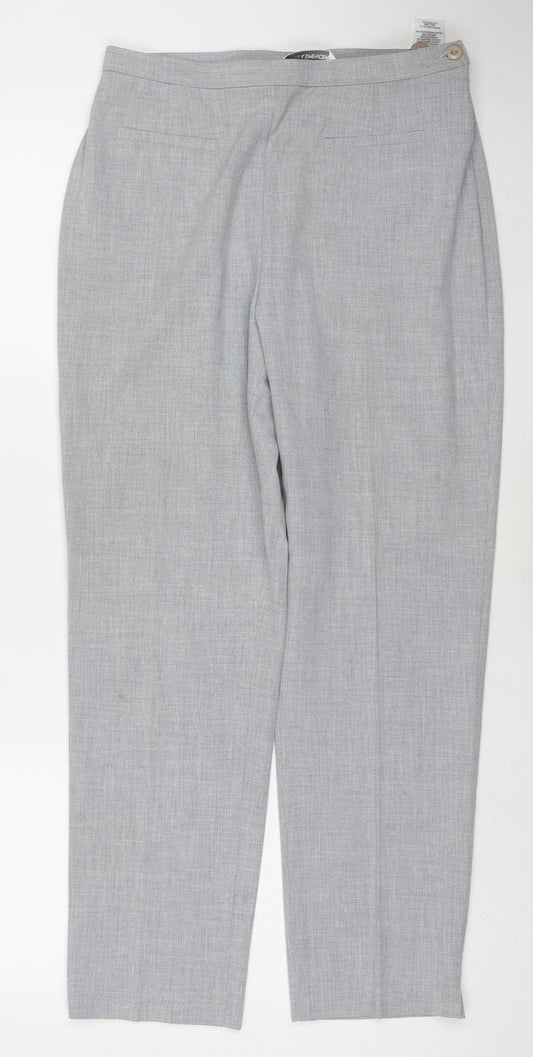 Marks and Spencer Womens Grey Polyester Trousers Size 12 L27 in Regular Tie