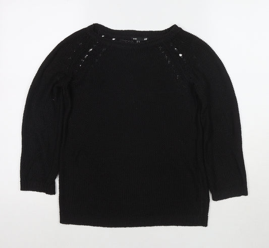 H&M Womens Black Round Neck Acrylic Pullover Jumper Size XS