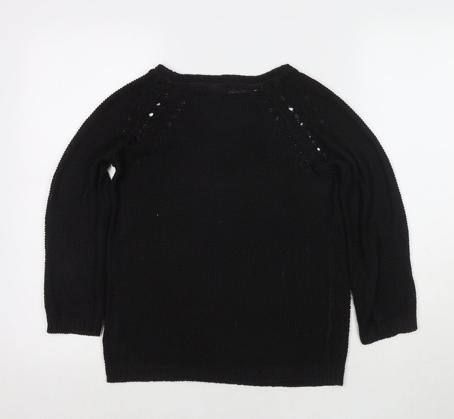 H&M Womens Black Round Neck Acrylic Pullover Jumper Size XS