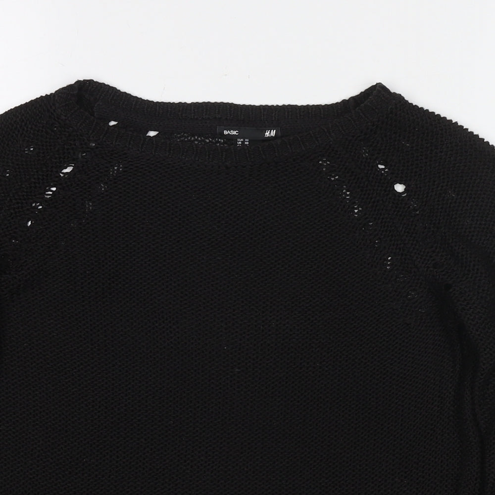 H&M Womens Black Round Neck Acrylic Pullover Jumper Size XS