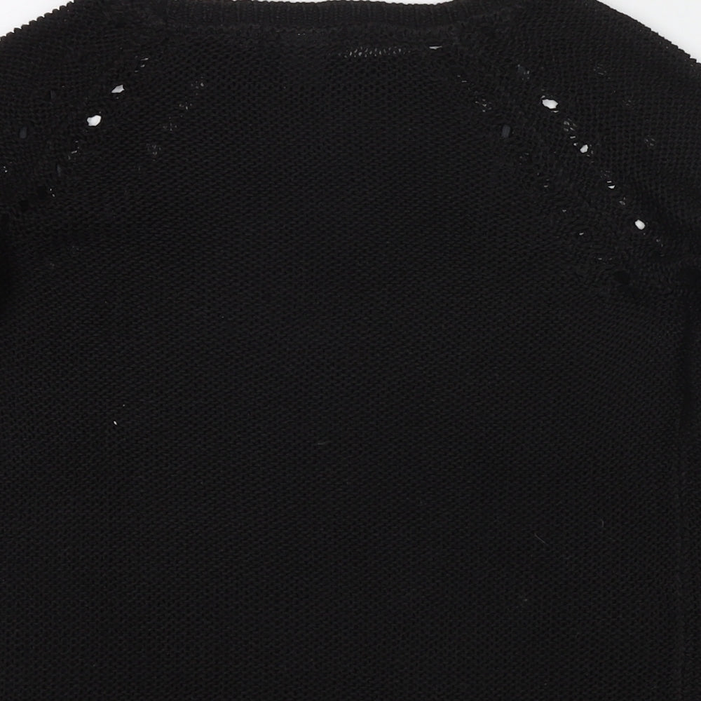 H&M Womens Black Round Neck Acrylic Pullover Jumper Size XS