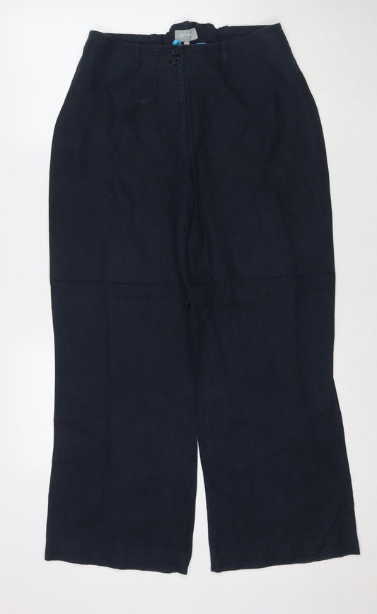 Per Una Womens Blue Polyester Blend Trousers Size 12 L27 in Regular Zip