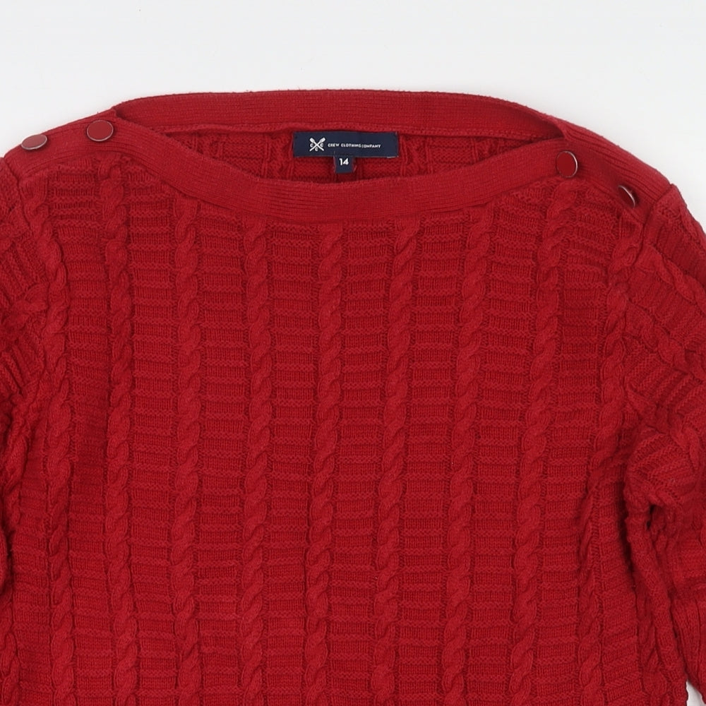 Crew Clothing Womens Red Round Neck Cotton Pullover Jumper Size 14