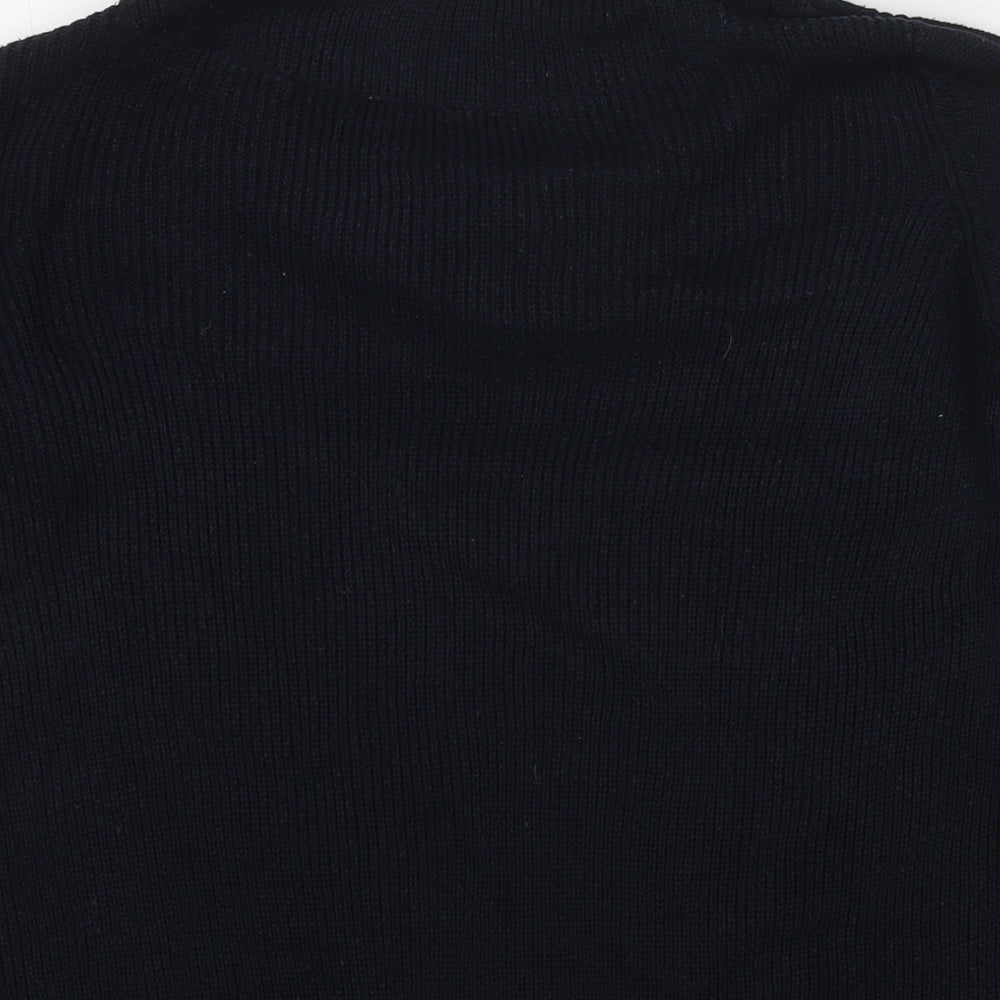 Marks and Spencer Womens Blue Collared Cotton Pullover Jumper Size 14