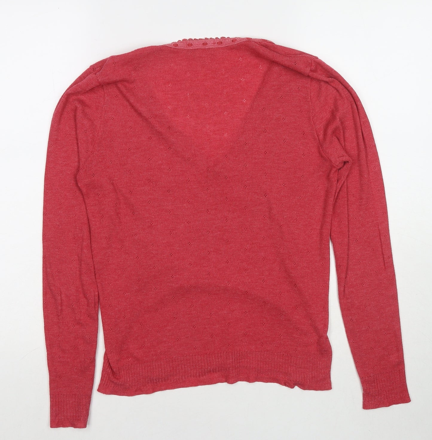 Jigsaw Womens Red V-Neck Viscose Pullover Jumper Size M