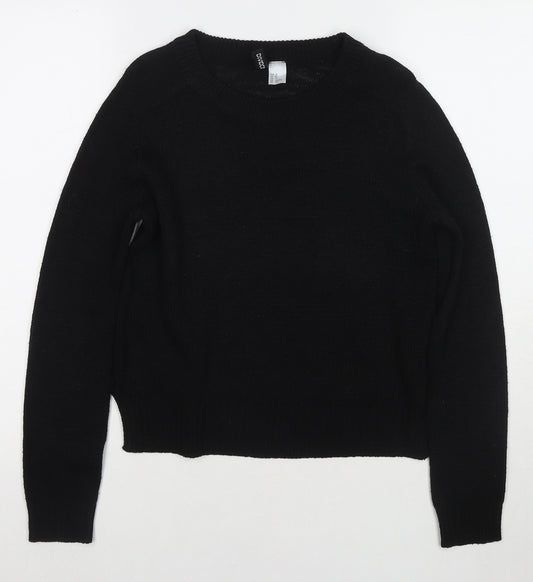 Divided by H&M Womens Black Round Neck Polyester Pullover Jumper Size XS