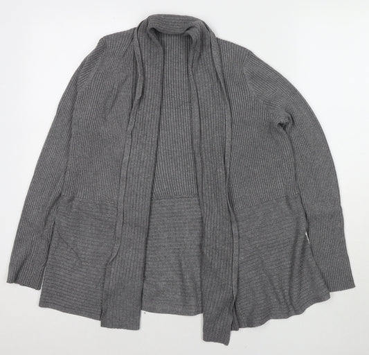 John Lewis Womens Grey Round Neck Viscose Cardigan Jumper Size 16