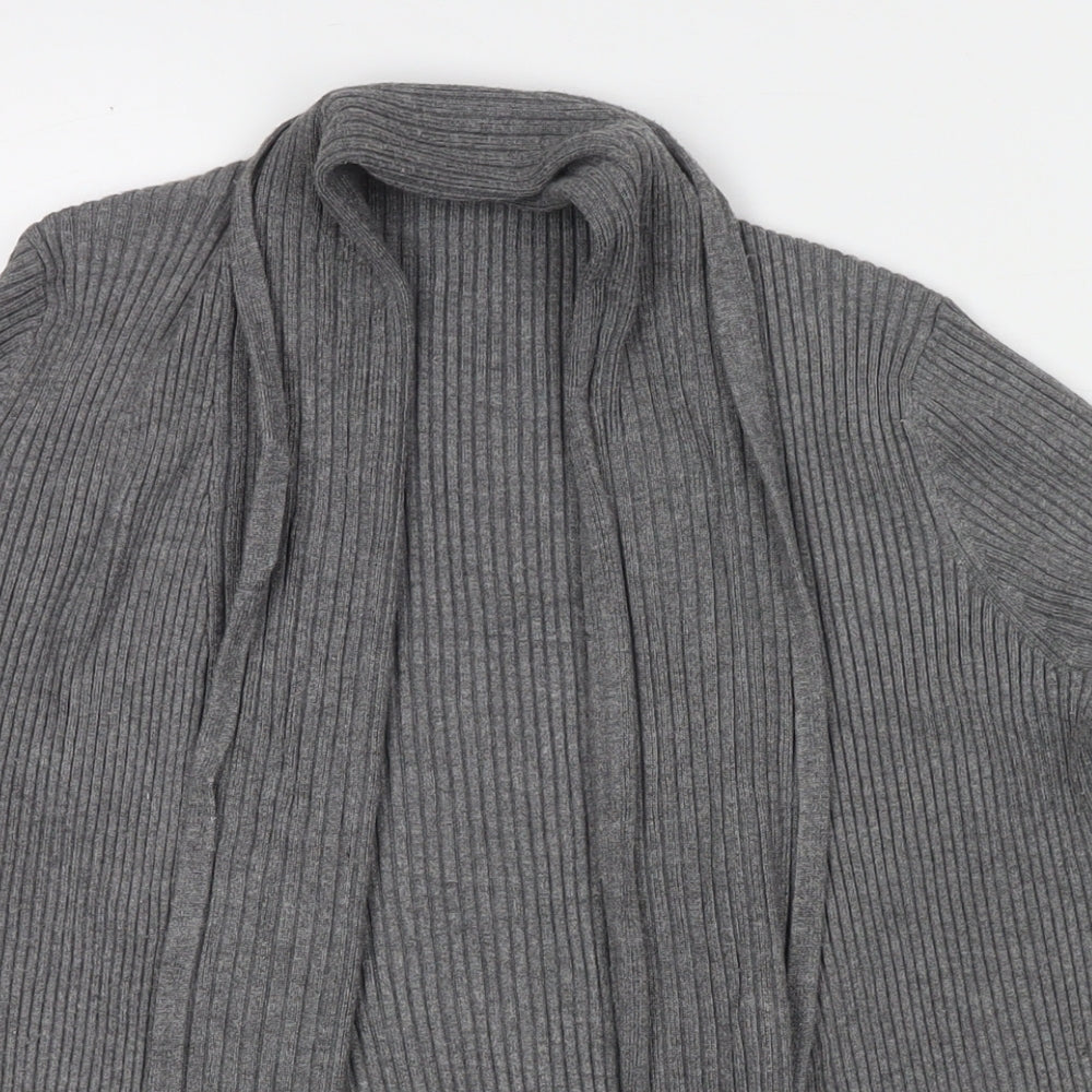 John Lewis Womens Grey Round Neck Viscose Cardigan Jumper Size 16