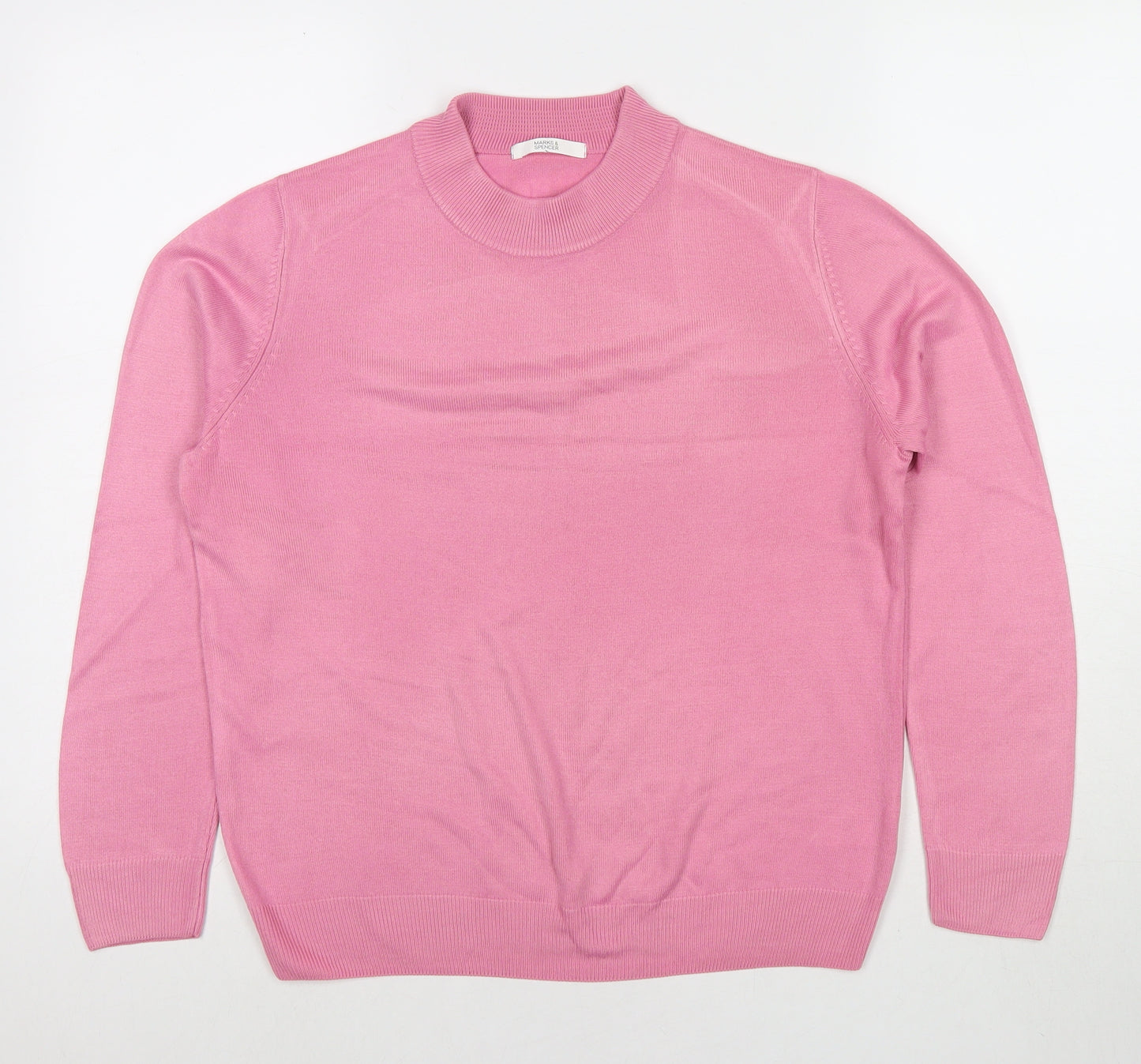 Marks and Spencer Womens Pink Round Neck Acrylic Pullover Jumper Size 16