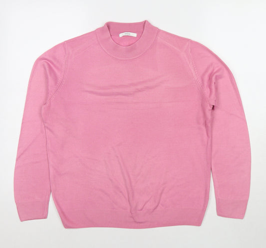 Marks and Spencer Womens Pink Round Neck Acrylic Pullover Jumper Size 16